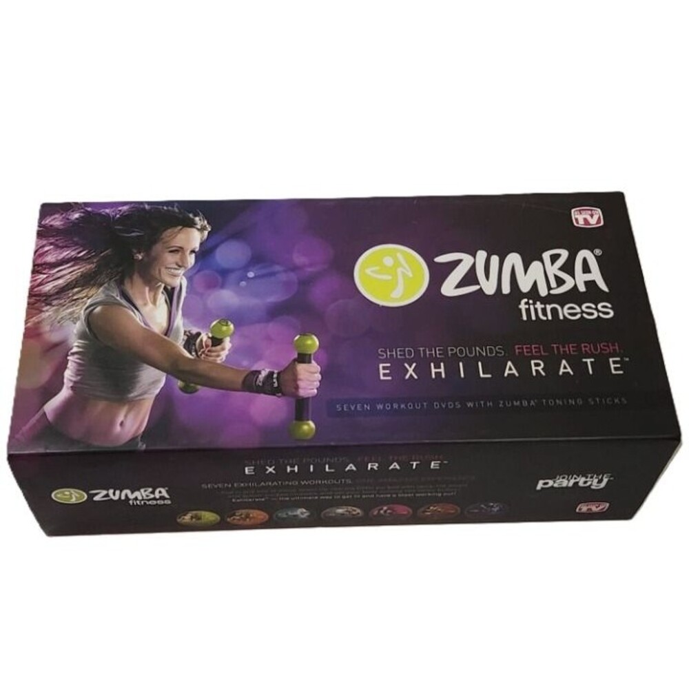 NEW Zumba Fitness Exhilarate Feel The Rush 7 Workout DVD Zumba Toning Sticks